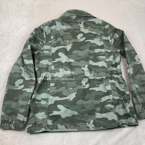 Old Navy Womens Camouflage Utility Jacket Medium Green Classic Elastic Waist - Picture 2 of 7